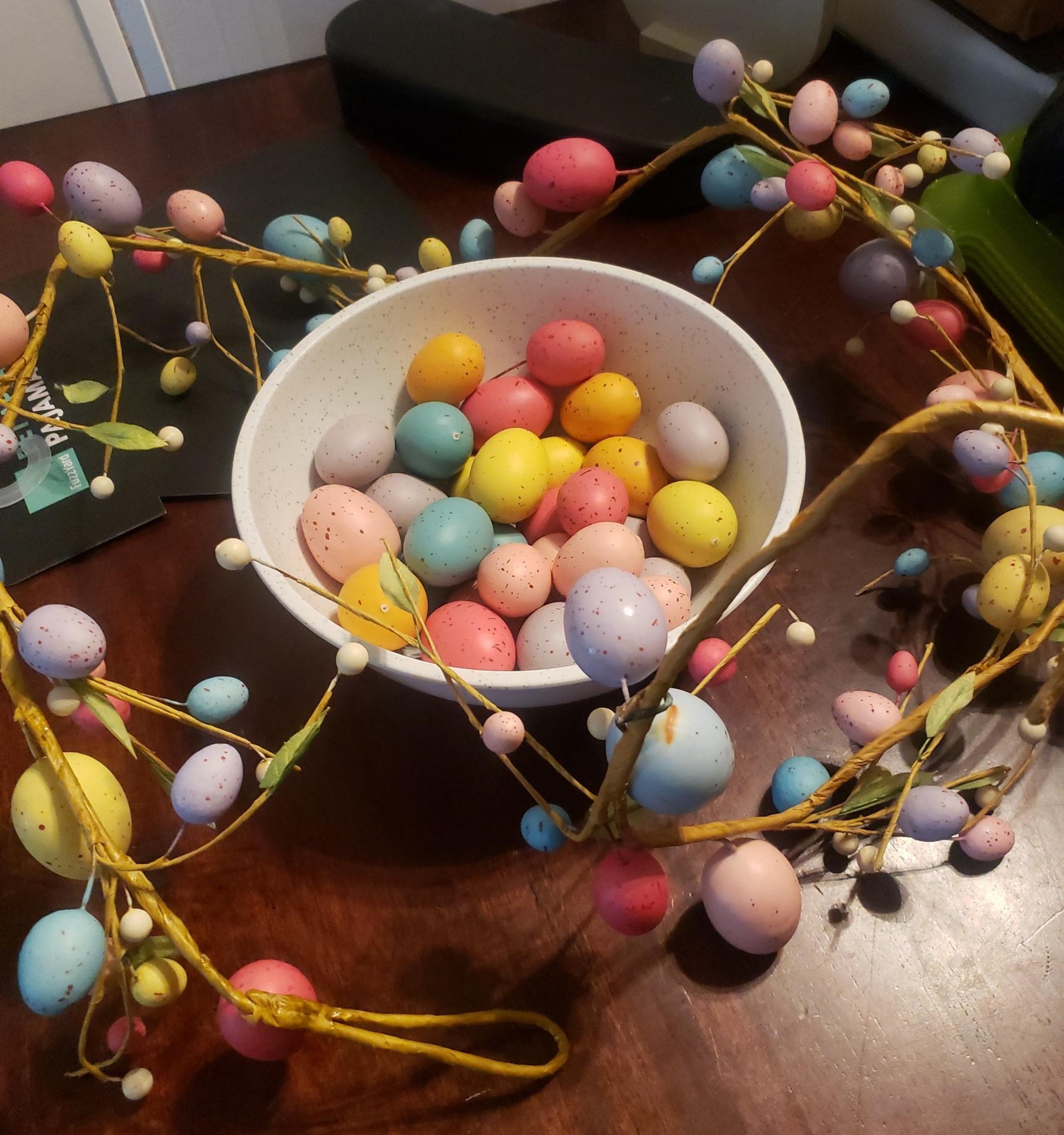 Easter Garland &speckled faux  Eggs decor