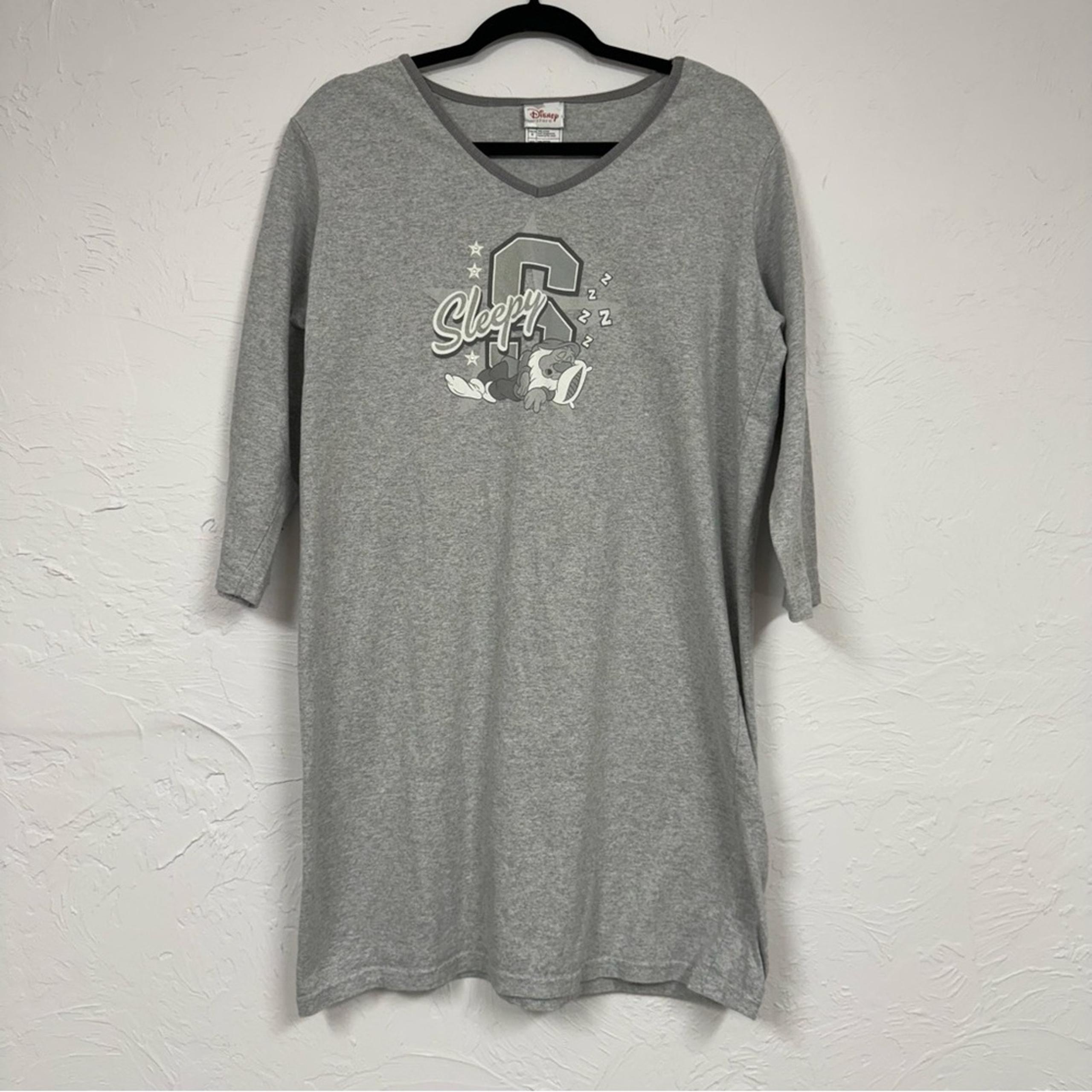 Disney Sleepy Seven Dwarfs Grey Sleep Shirt Nightgown Womens L Casual Comfy
