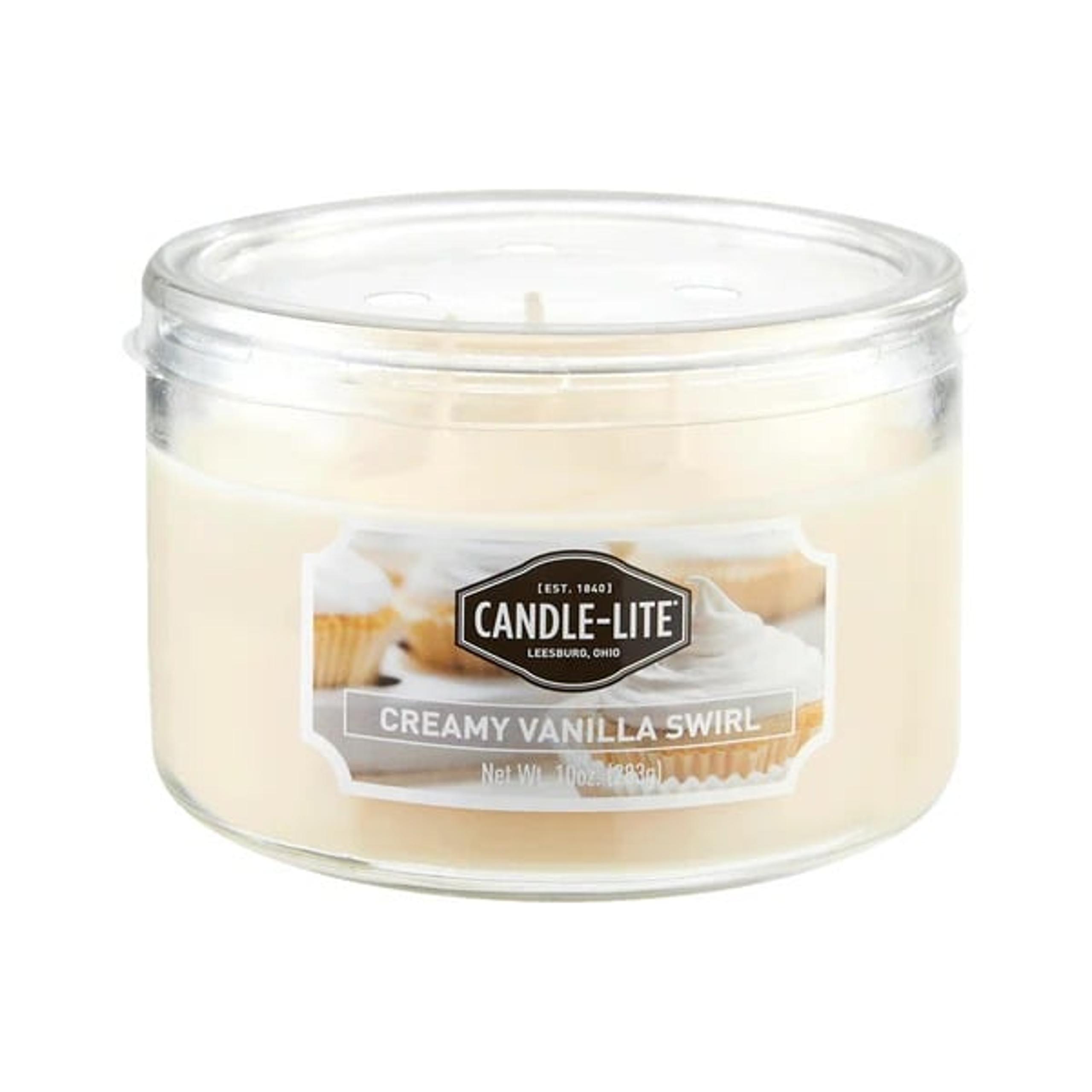 Candle Lite - Creamy Vanilla Swirl 3-wick 10 oz Jar Scented Candle