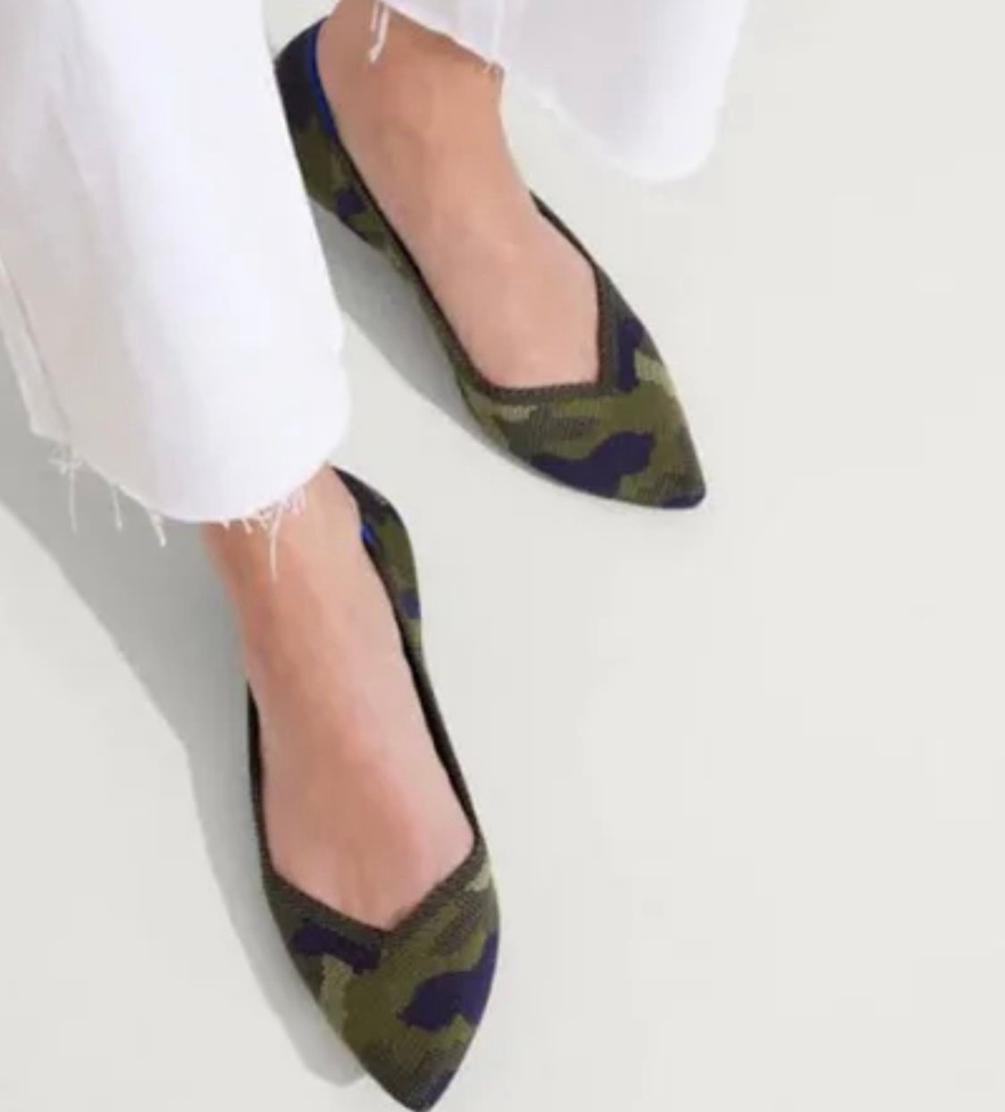 Rothy's The Point Olive Camo Green Flats