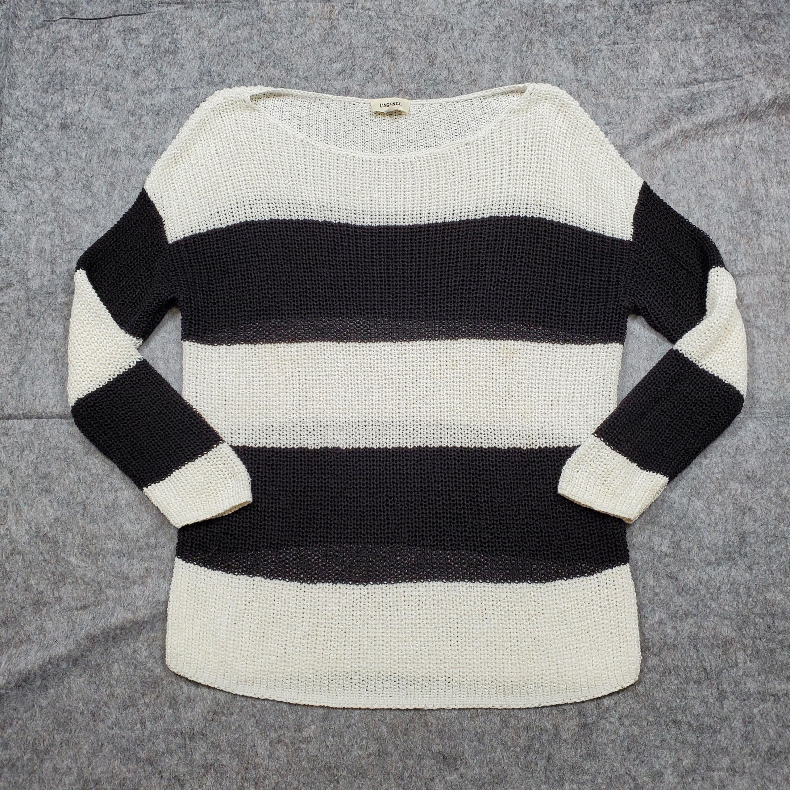 L'Agence Sweater Womens Medium Knit Boat Neck Drop Shoulder Striped Colorblock