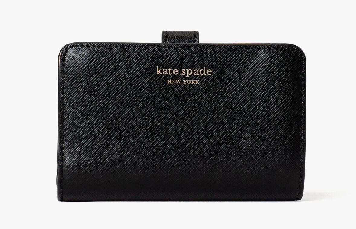 New Kate Spade Spencer Saffiano Leather Compact Wallet Black