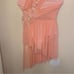 Iefiel Dance costume lyrical leotard dress mesh pink drape rhinestone adult S