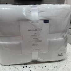 BOLL & BRANCH 3 Piece Signature Cotton Comforter White Set King Cal King NEW
