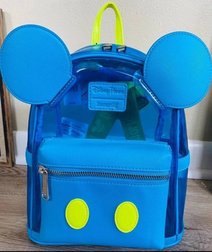 Neon Blue Mickey Mouse Loungefly Mini Backpack Disney Cosplay NWT