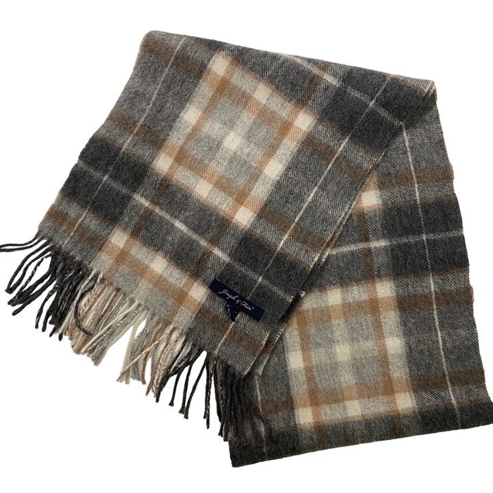 Joseph & Feiss neutral wool plaid scarf unisex