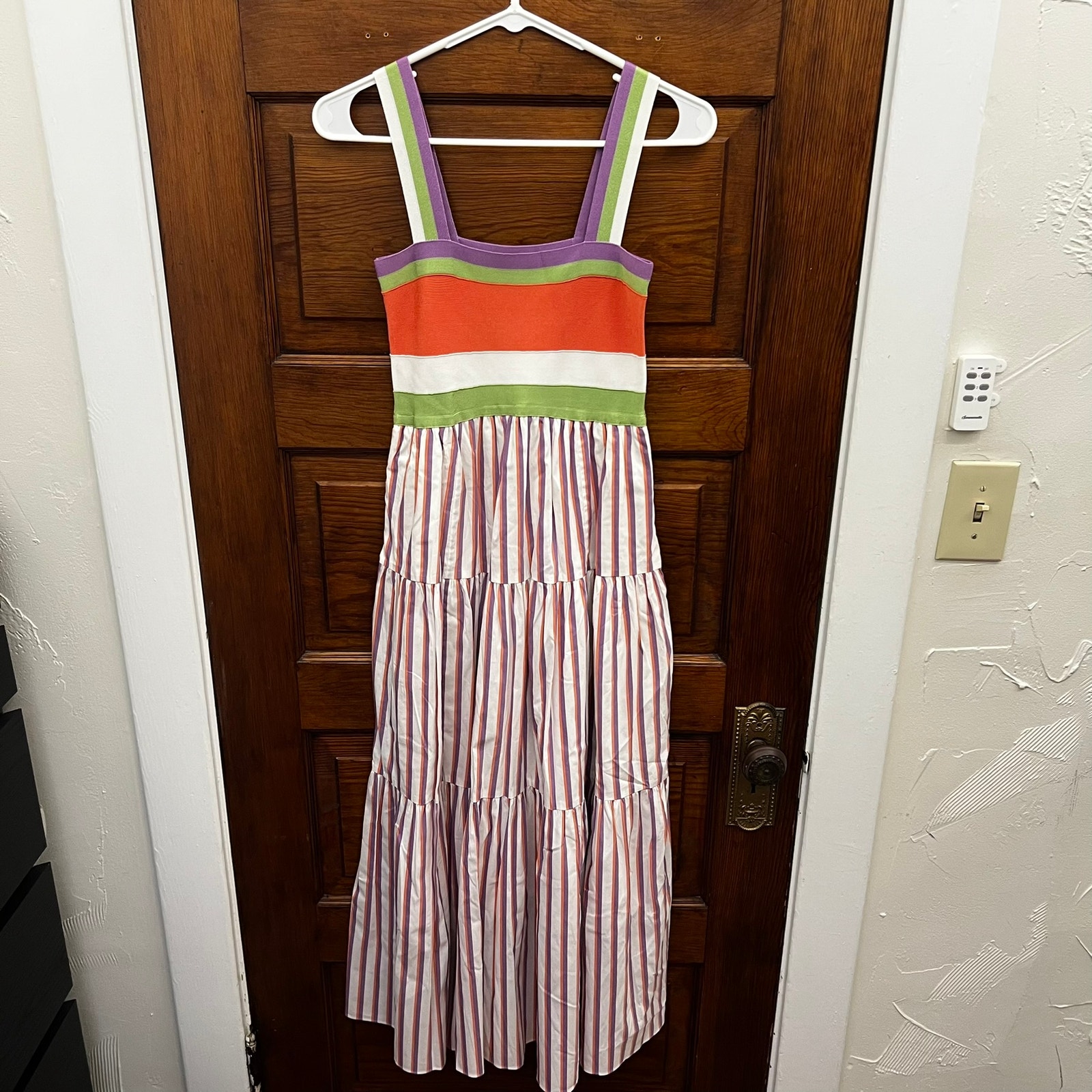 Tanya Taylor White Striped Printed Claudia Dress Size XS NWOT's 495 Women's