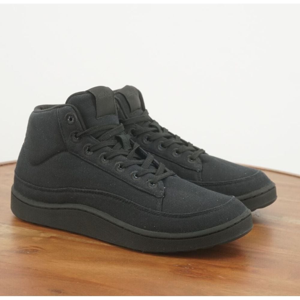 NEW Allbirds Canvas Pacer Mid Womens Sneakers Triple Black Lace Up Size 8