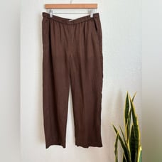 Eileen Fisher Brown Organic Linen Wide Leg Pants Size Small