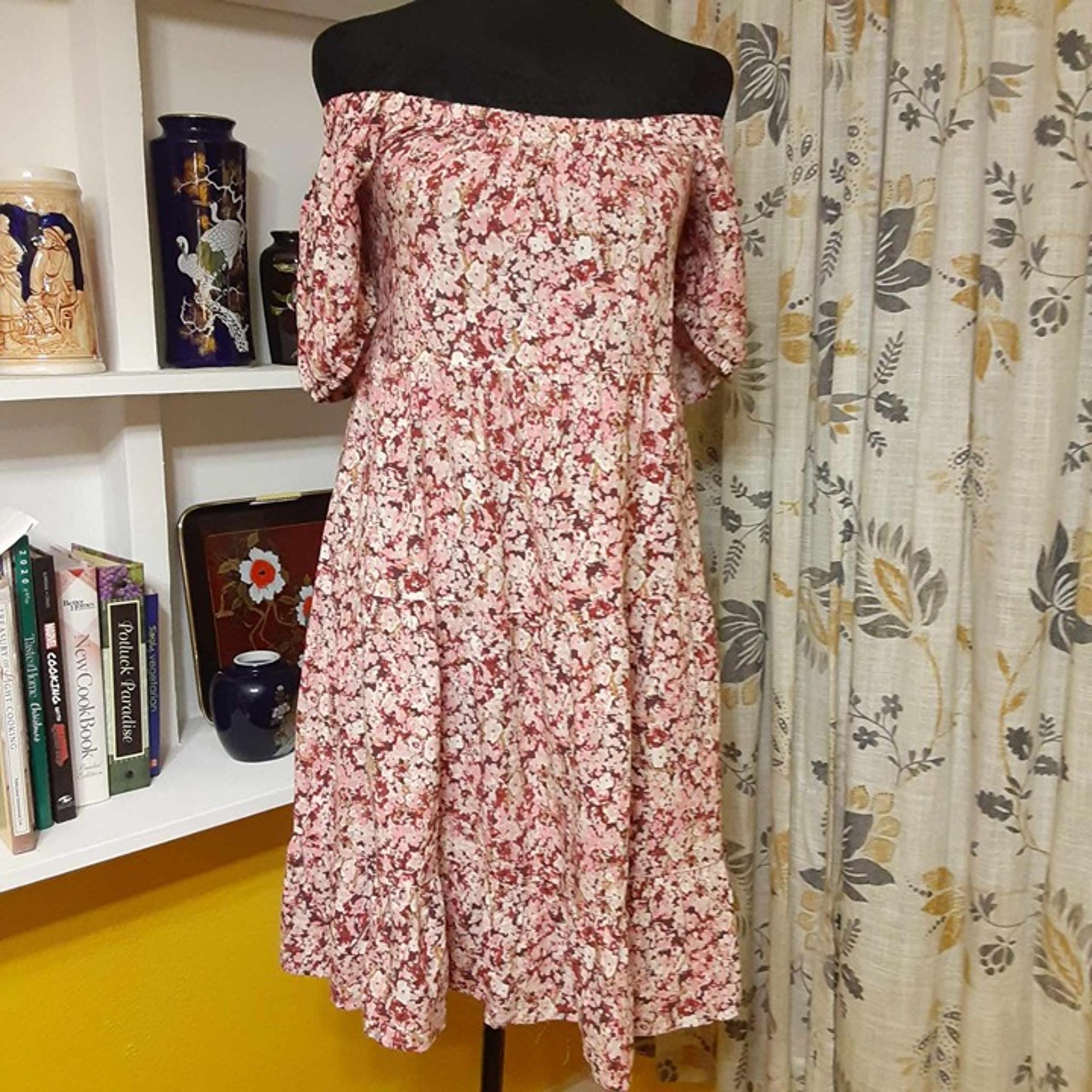 Maurices off shoulder pink floral babydoll sundress Size Small NWT