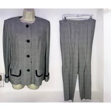 Vintage Talbots pant suit set size 8 Women blazer wool academia secretary plaid