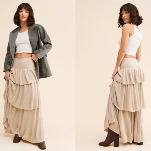 NWOT Free People Ruffle Knit Maxi Skirt
