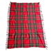 Vtg Moffat Weavers Wool Red Plaid Throw Lap Blanket Scotland Fringe 35” X 52”