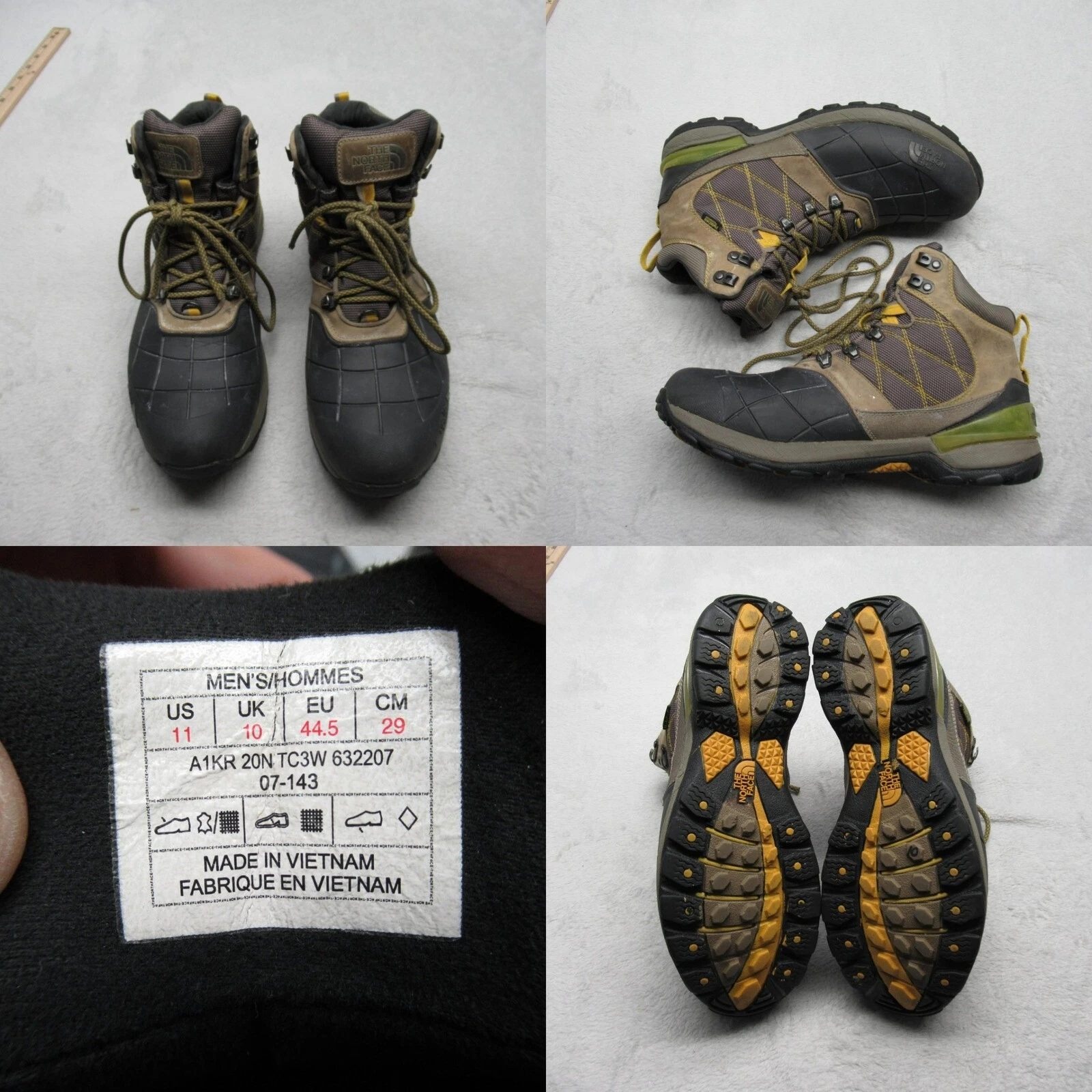 North Face Snow Squall Boots Men 11 Black Brown HydroSeal Waterproof Hiking