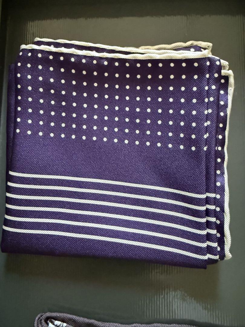Tom Ford Purple Dot Stripe Pocket Square