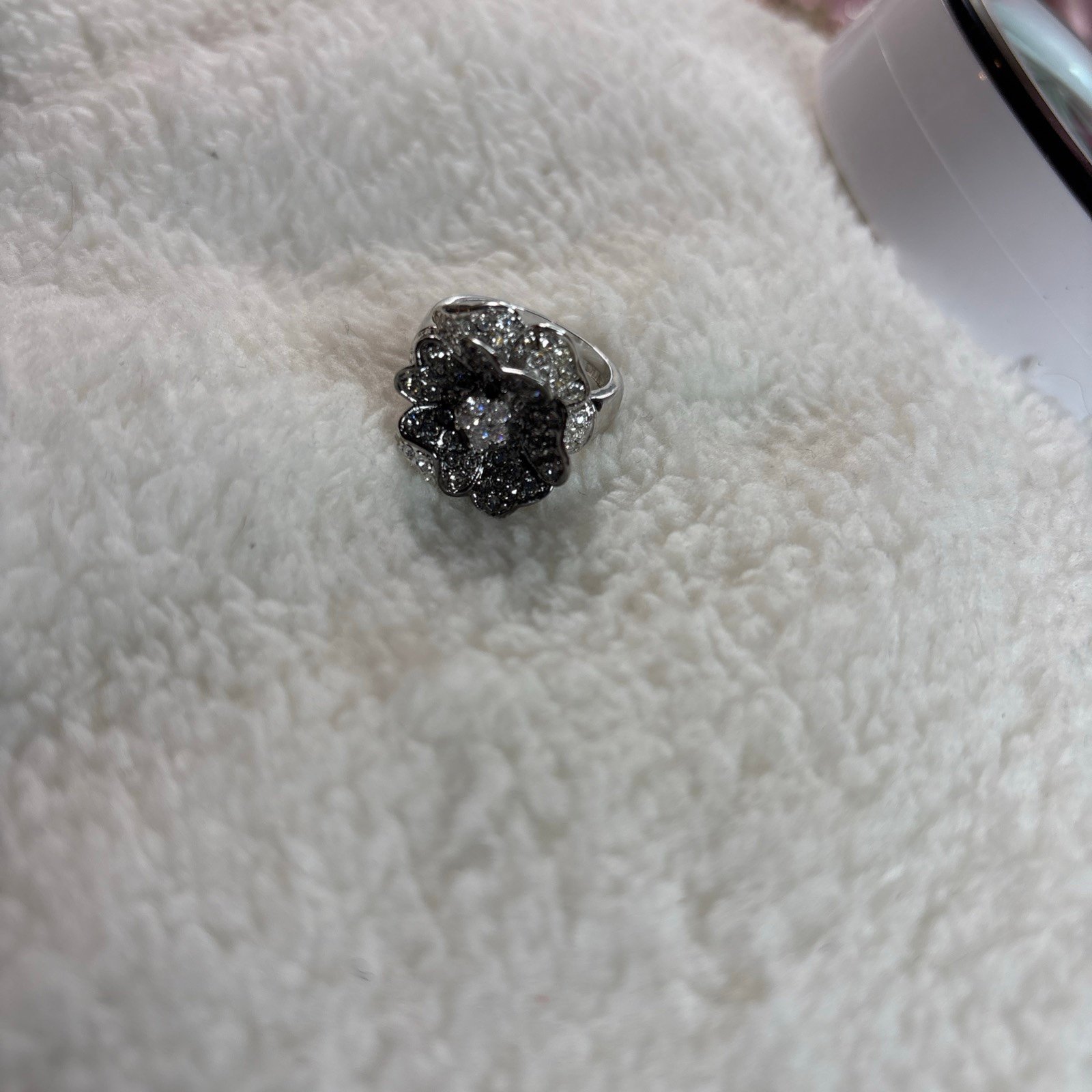 Nolan Miller Pave Crystal Flower Ring Size 8