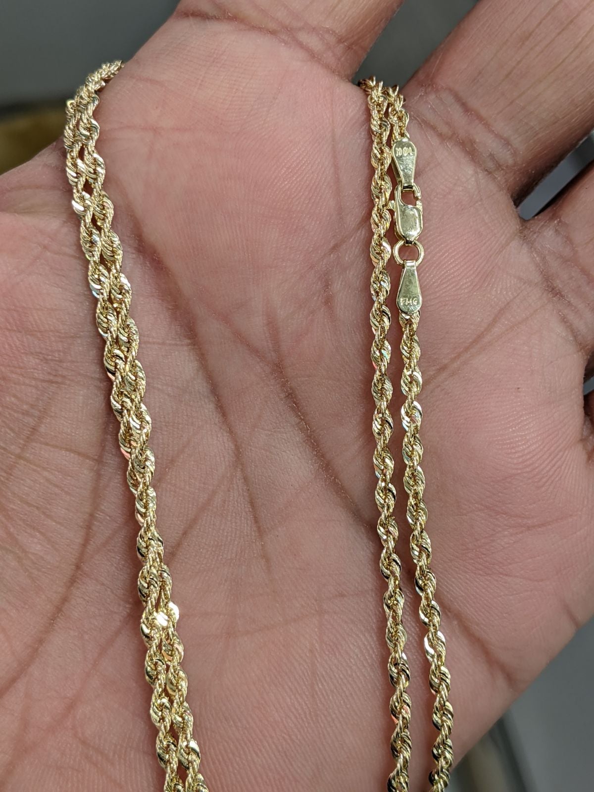10k Real Gold Rope Chain 2mm 22 Inches