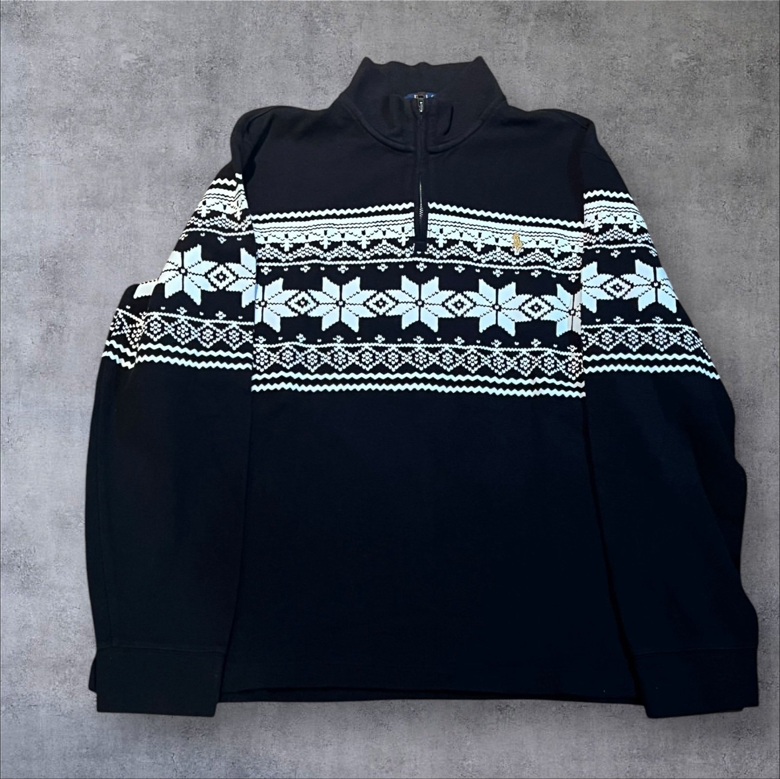 Polo Ralph Lauren Fair Isle Pullover Sweatshirt Quarter Zip Mens Large L