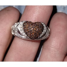 925 Sterling Silver Michael Drechsler Chocolate White DIamond Ring size 7