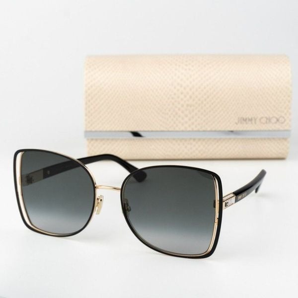 Jimmy Choo Women Sunglasses Black Gold Grey Gradient Butterfly FRIEDA/S 02M 9O