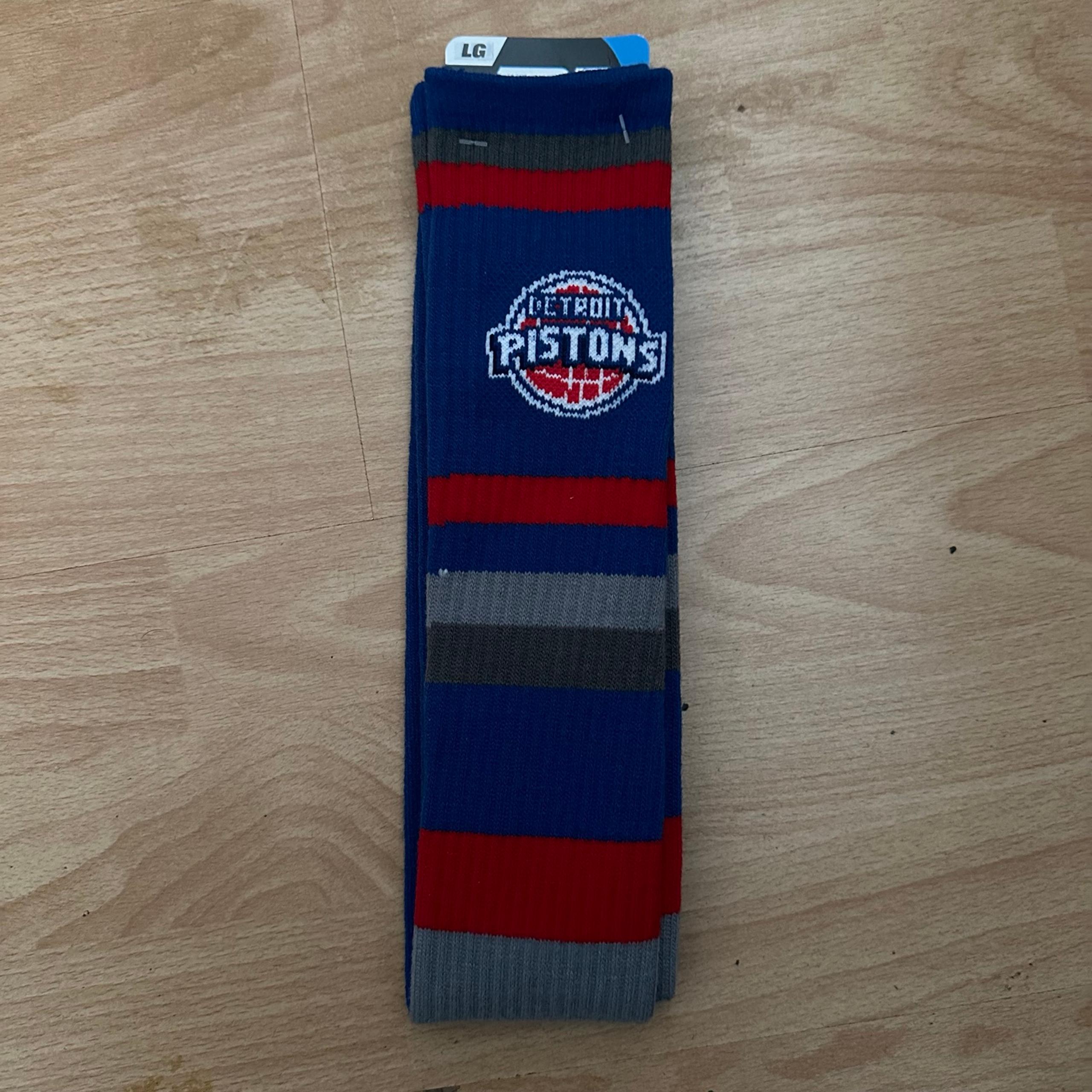 Detroit Pistons For Bare Feet Large Blue and Red Knee High Socks