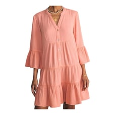 Faherty Dream Cotton Gauze Kasey Dress Organic Boho Beach Coral XXS Oversized