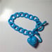 Juicy Couture Y2K Turquoise Enamel Puffy Heart Starter Charm Bracelet