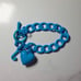 Juicy Couture Y2K Turquoise Enamel Puffy Heart Starter Charm Bracelet