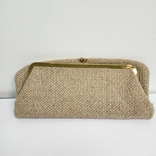 Vintage Woven Clutch Purse Gold Frame Evening Bag Paisley Lined 1950's