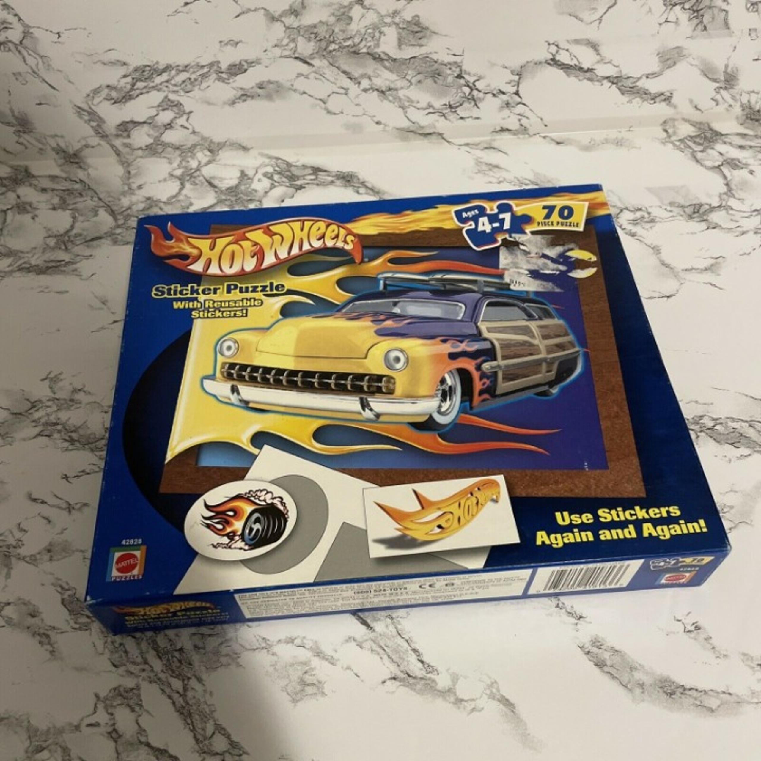 Mattel Hot Wheels Hot Wheels 70 Piece Jigsaw Puzzle W/ Stickers NEW