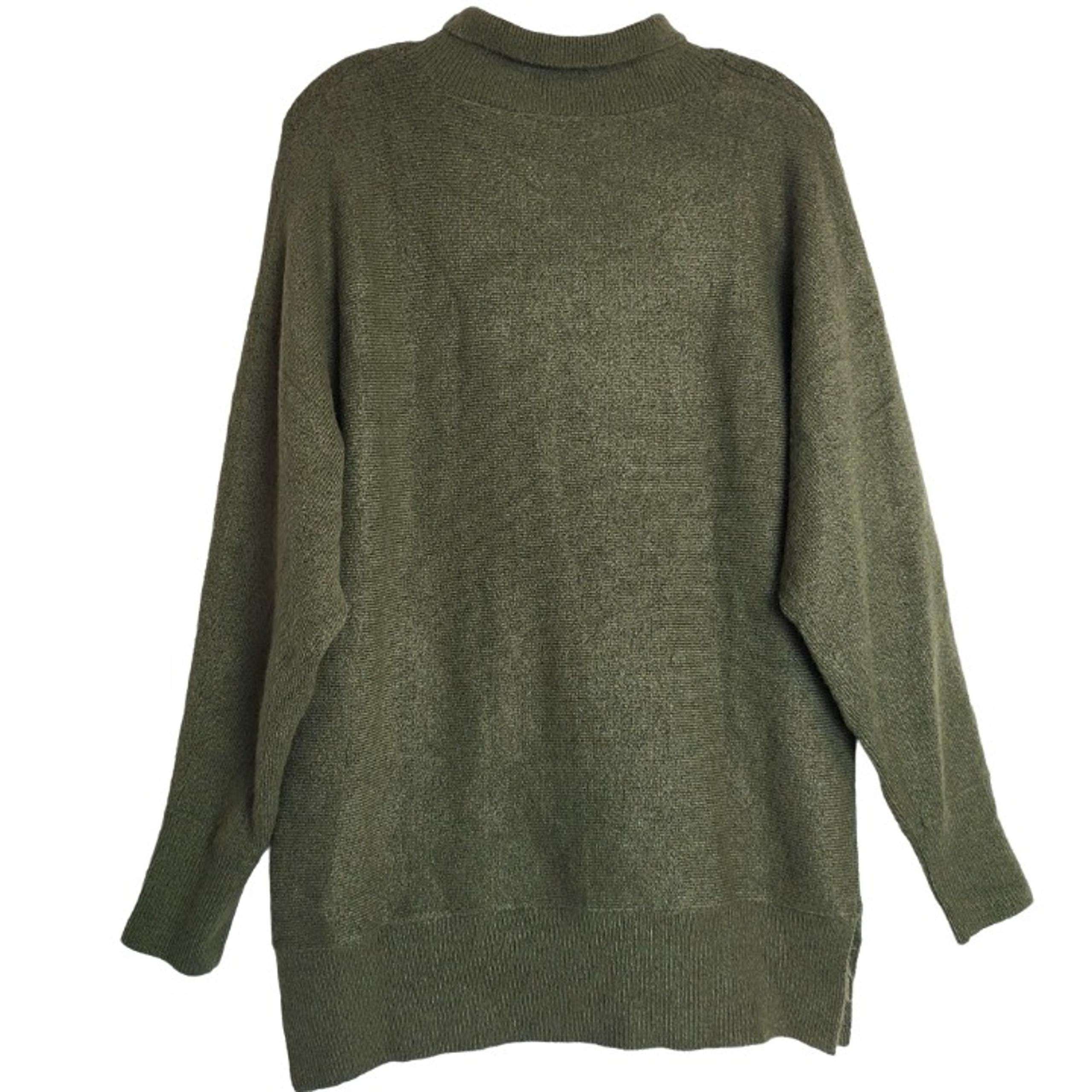M Magaschoni Women's Sweater Mock Neck Dolman Sleeves Slit Sides Green Medium