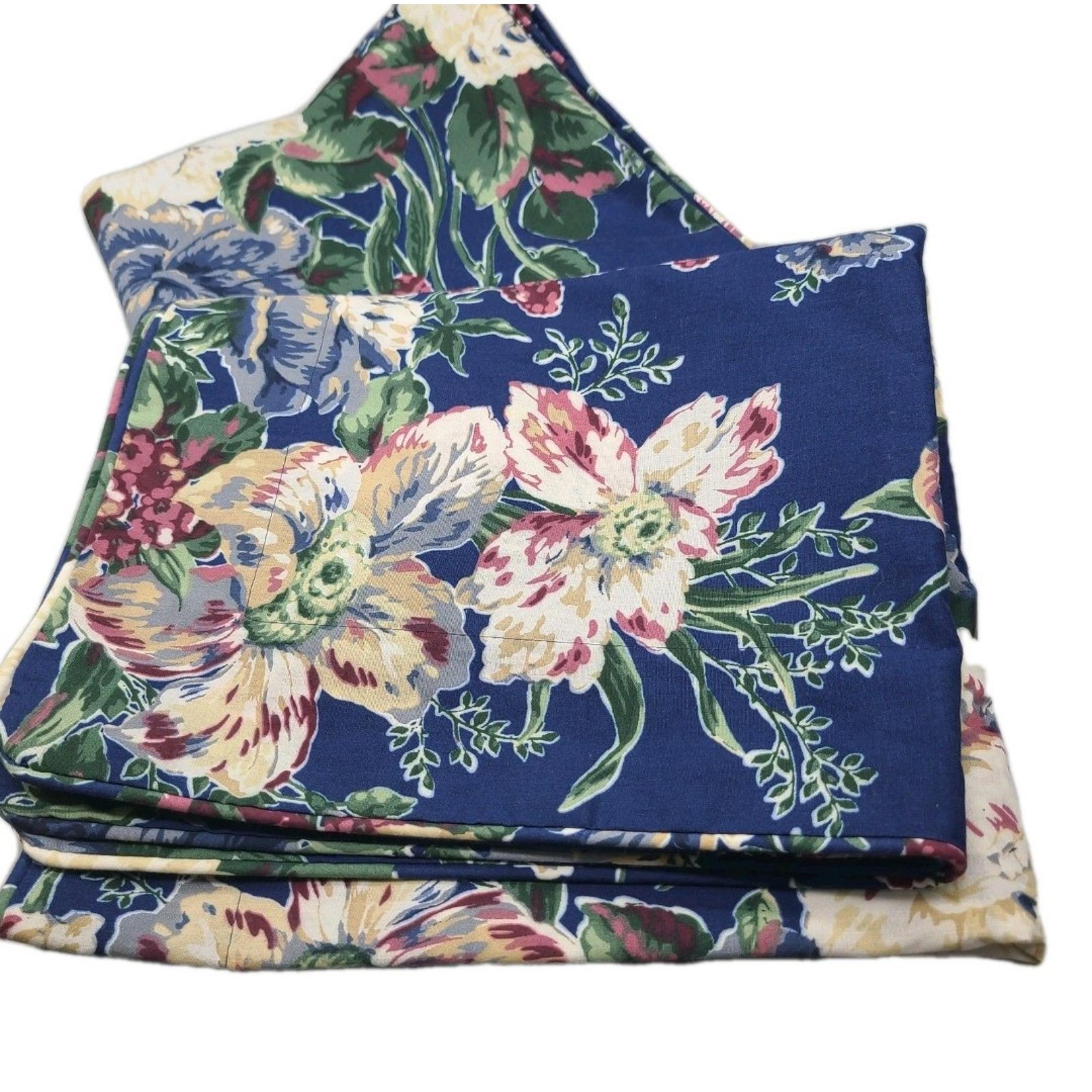 Wamsutta Set ( 2) King Pillow Shams Blue Floral Flowers piped Edge USA NEW