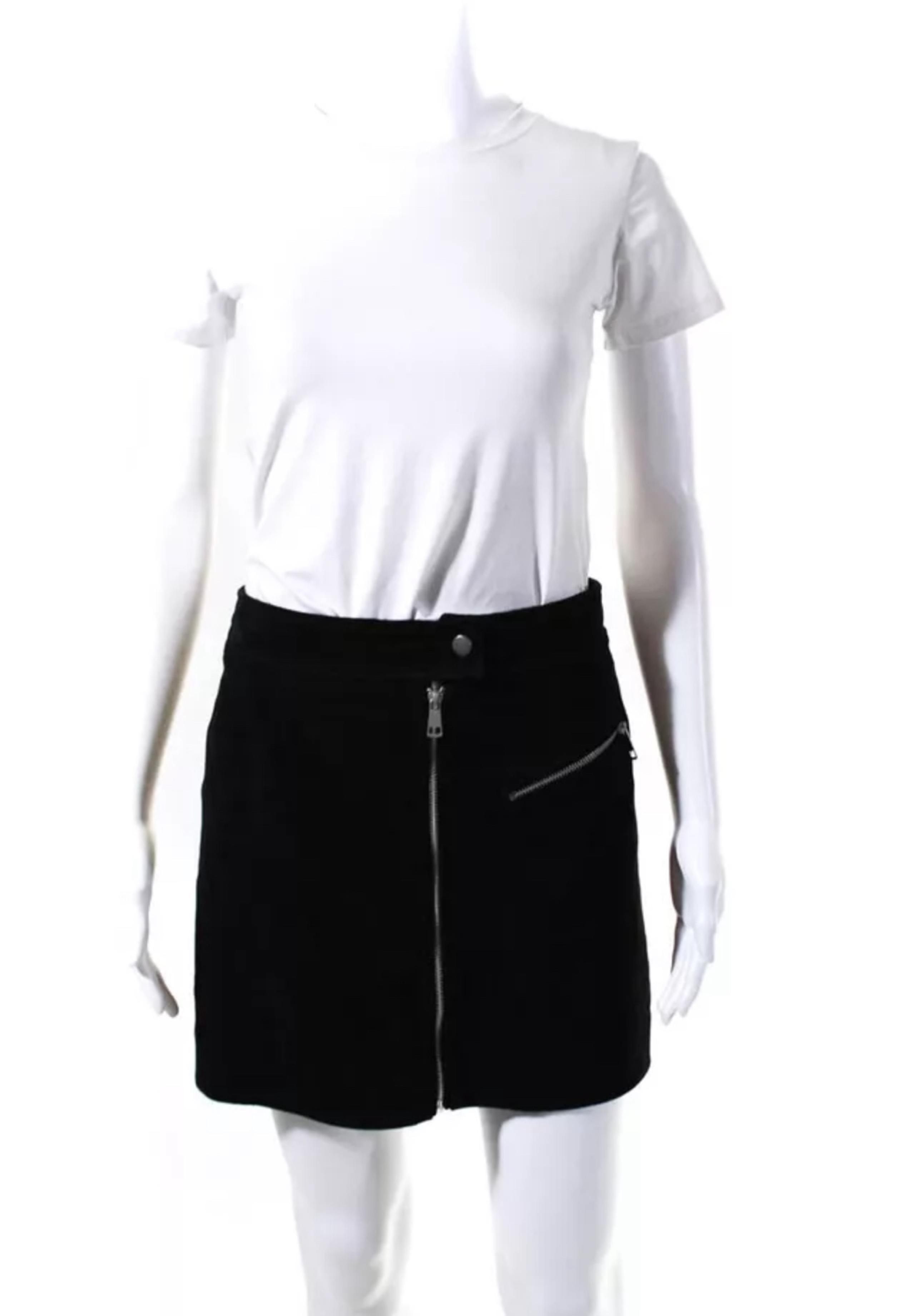 Bagatelle Womens Suede Front Zipper Mini Skirt Black Size Small