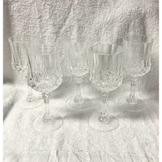 Vintage Wine Champagne Glasses Glass Crystal Clear Longchamp Set Of 5
