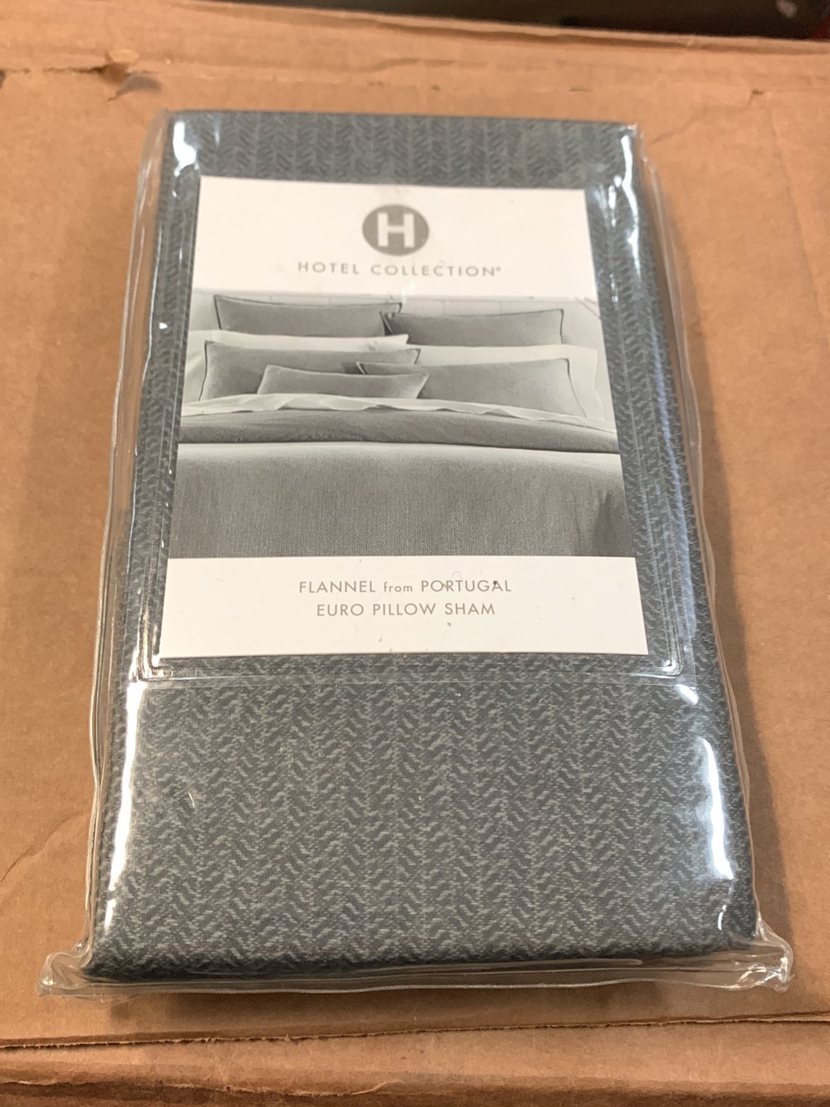 Hotel Collection Herringbone Lux Flannel Euro Sham, Gray 26 x26