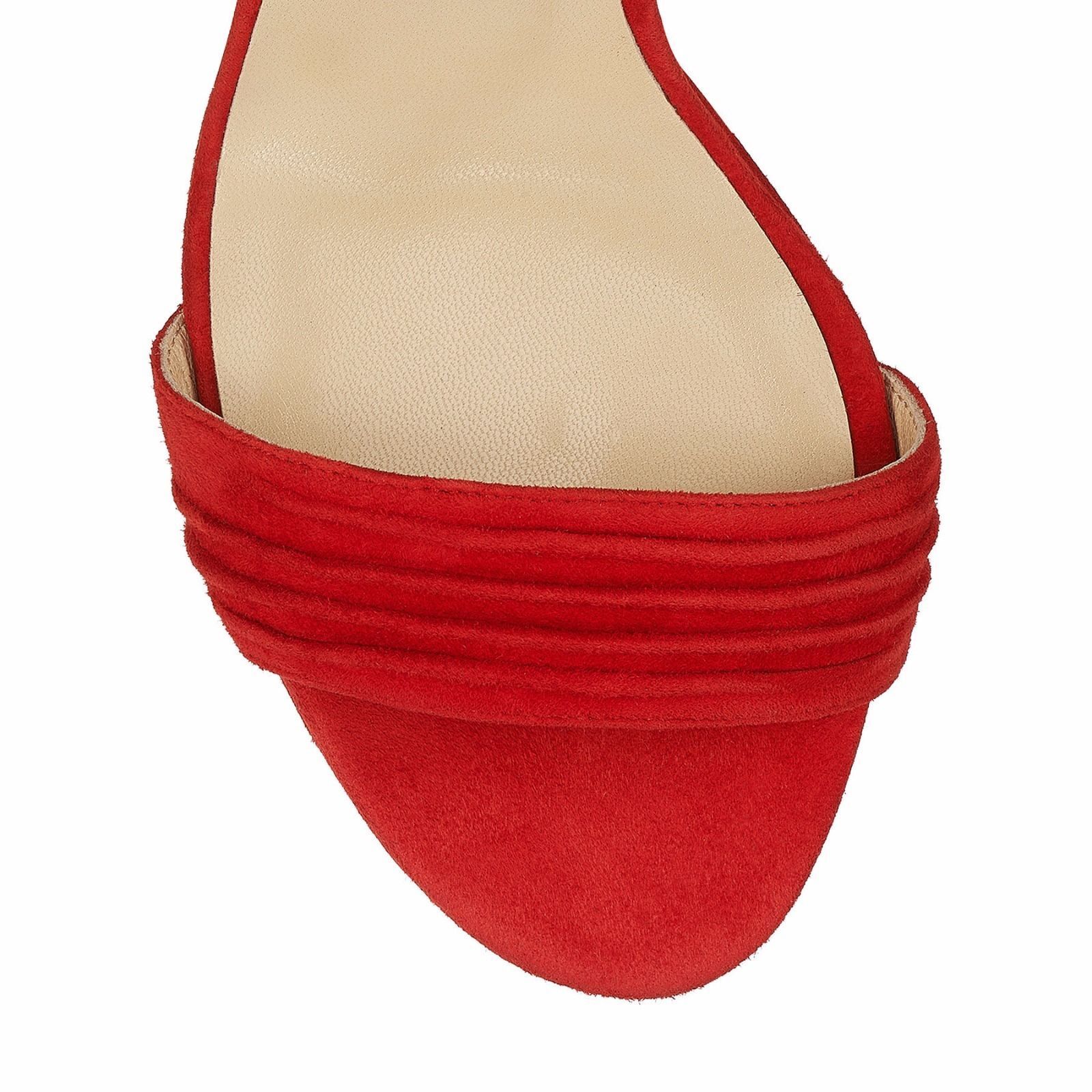 ONE RIGHT SHOE ONLY ART PIECE Jimmy Choo Red Suede Platform Sandals 37.5 895