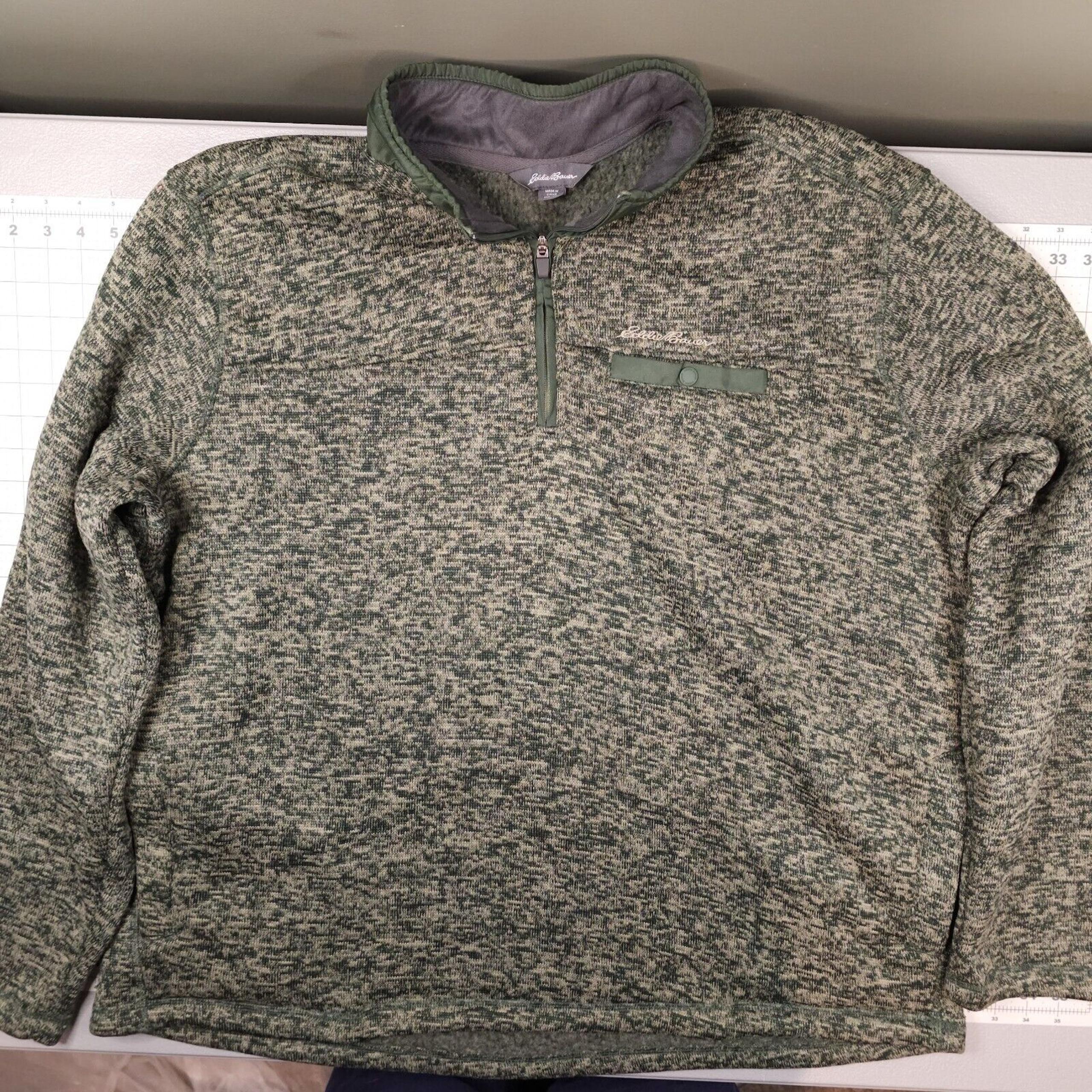 Eddie Bauer Fleece Mens XXL Green 1/4 Zip Pullover Gorpcore Hiking Outdoors