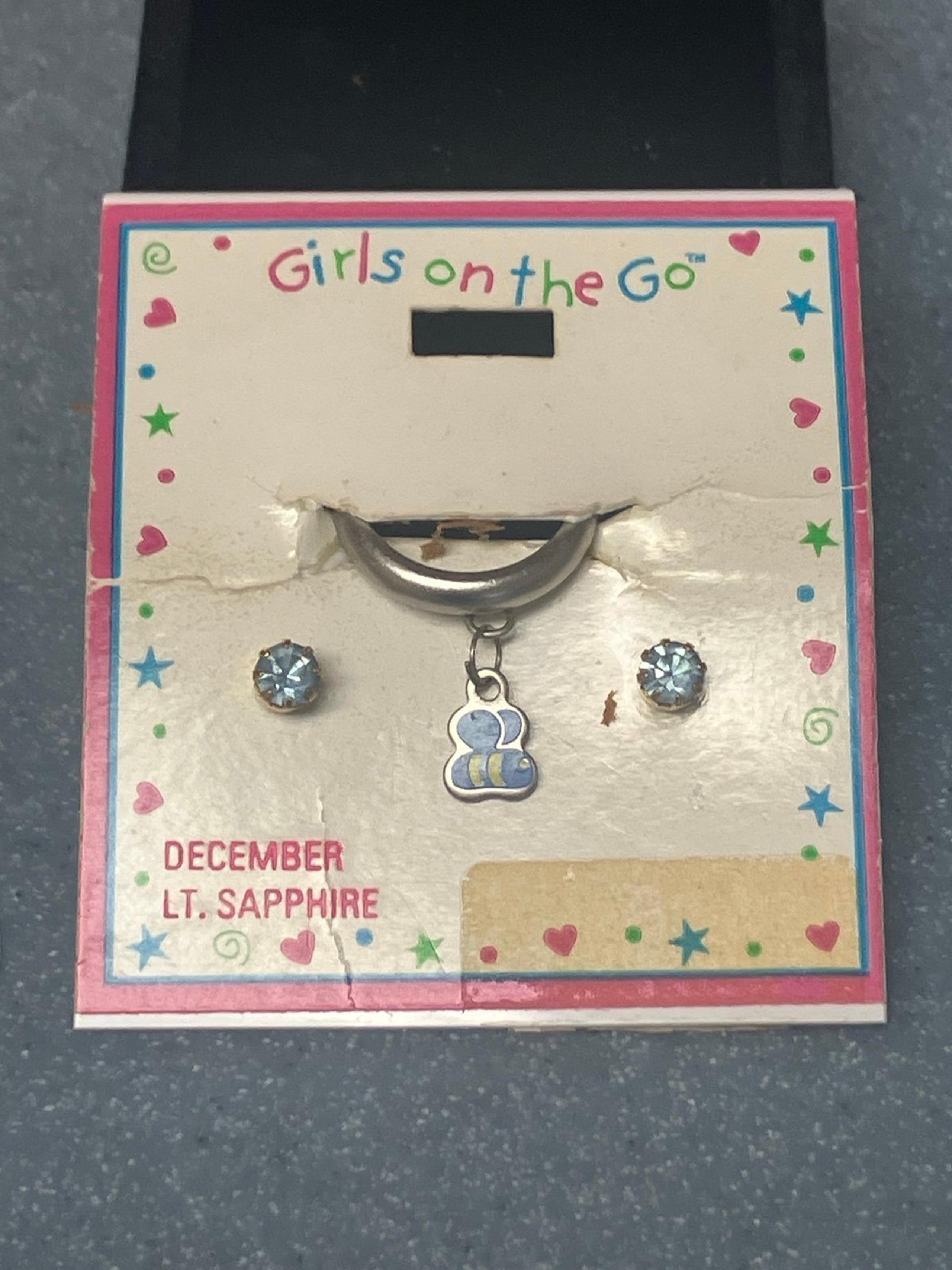 Vintage Disney 2CT NATURAL Lt. Sapphire Earrings Ring 3PC Jewelry Set (GRADE AA)