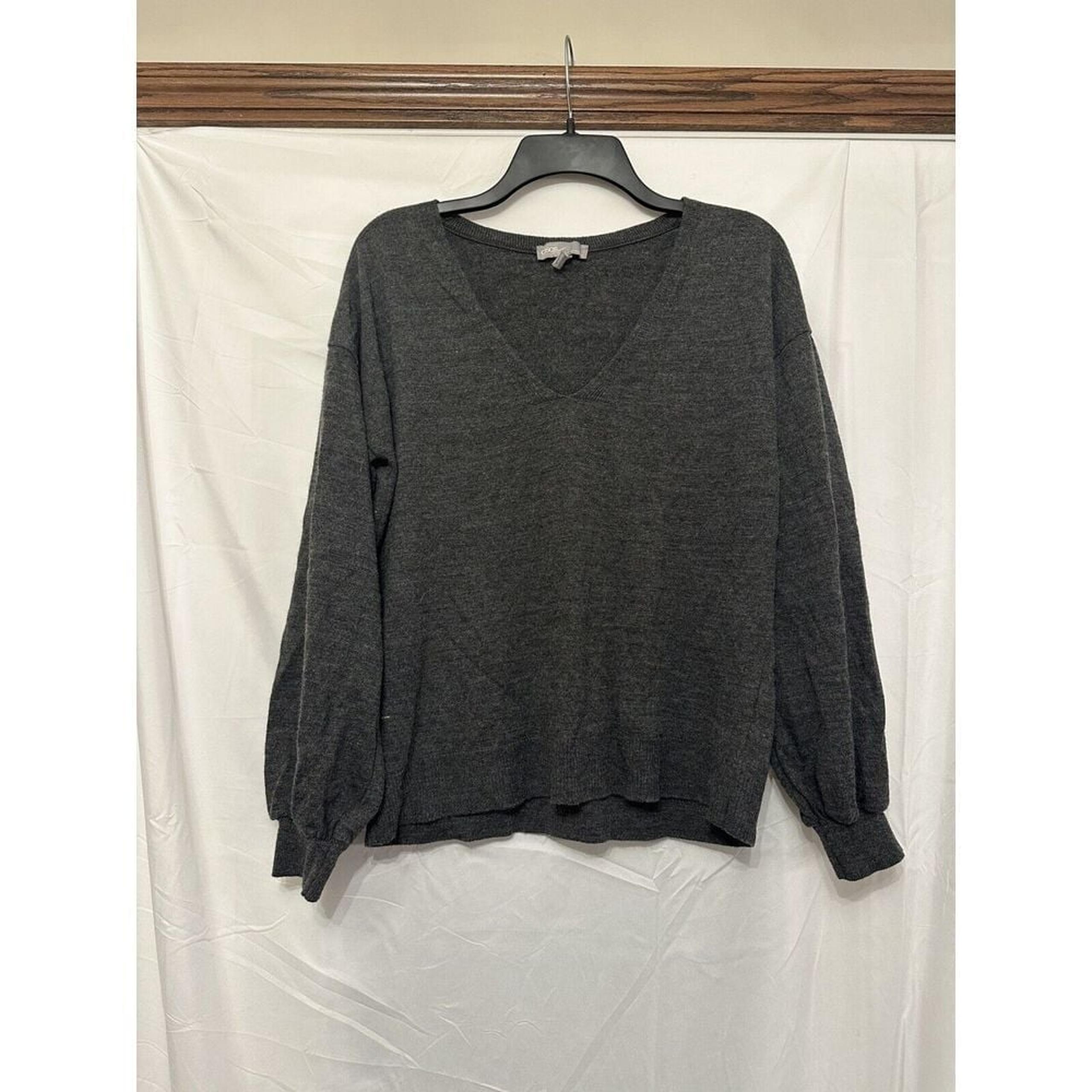 ASOS Womens Sweater Size 4 Small Charcoal Gray Knit V-Neck Lightweight