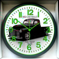 1953 Bagged Chevy Pickup Truck Chevrolet Garage Shop Glow In The Dark Wall Clock