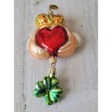 Radko AS IS Irish wedding vow blown glass ornament clover