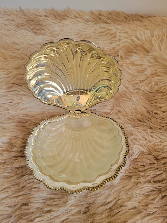 Vintage English Silver Plate Shell Caviar Serving Dish