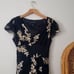 Vintage Jones New York Silk Blend Dress 8 Black Gold Floral