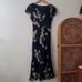 Vintage Jones New York Silk Blend Dress 8 Black Gold Floral
