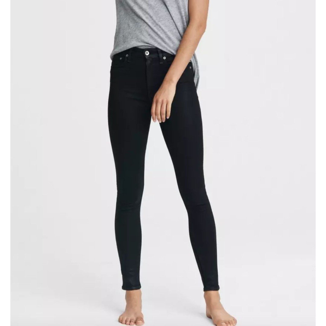 RAG & BONE Nina High Rise Skinny Jean Coated Black Sz24
