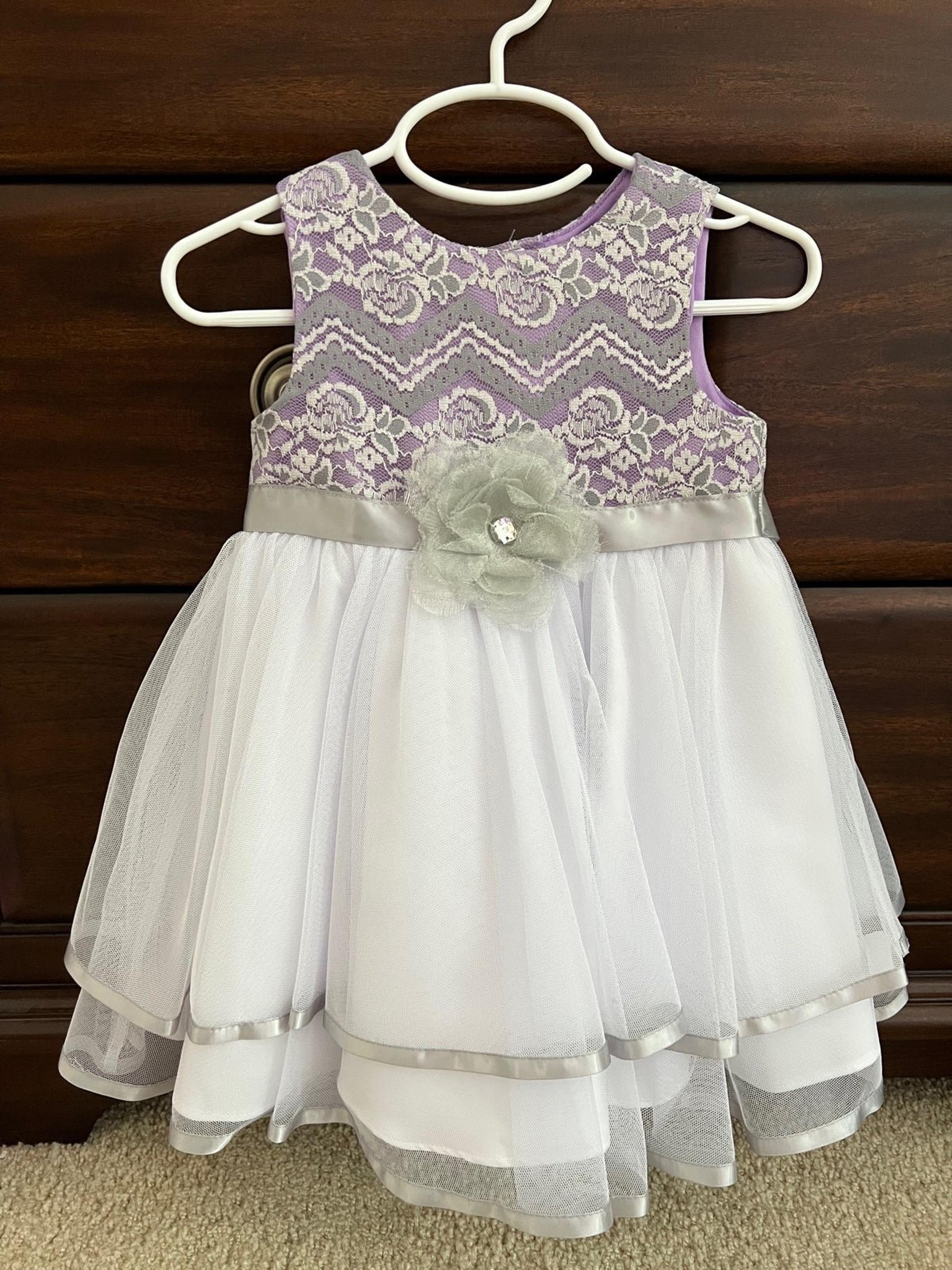 Rare Editions Toddler Fancy lavender and white lace Dress 18m
