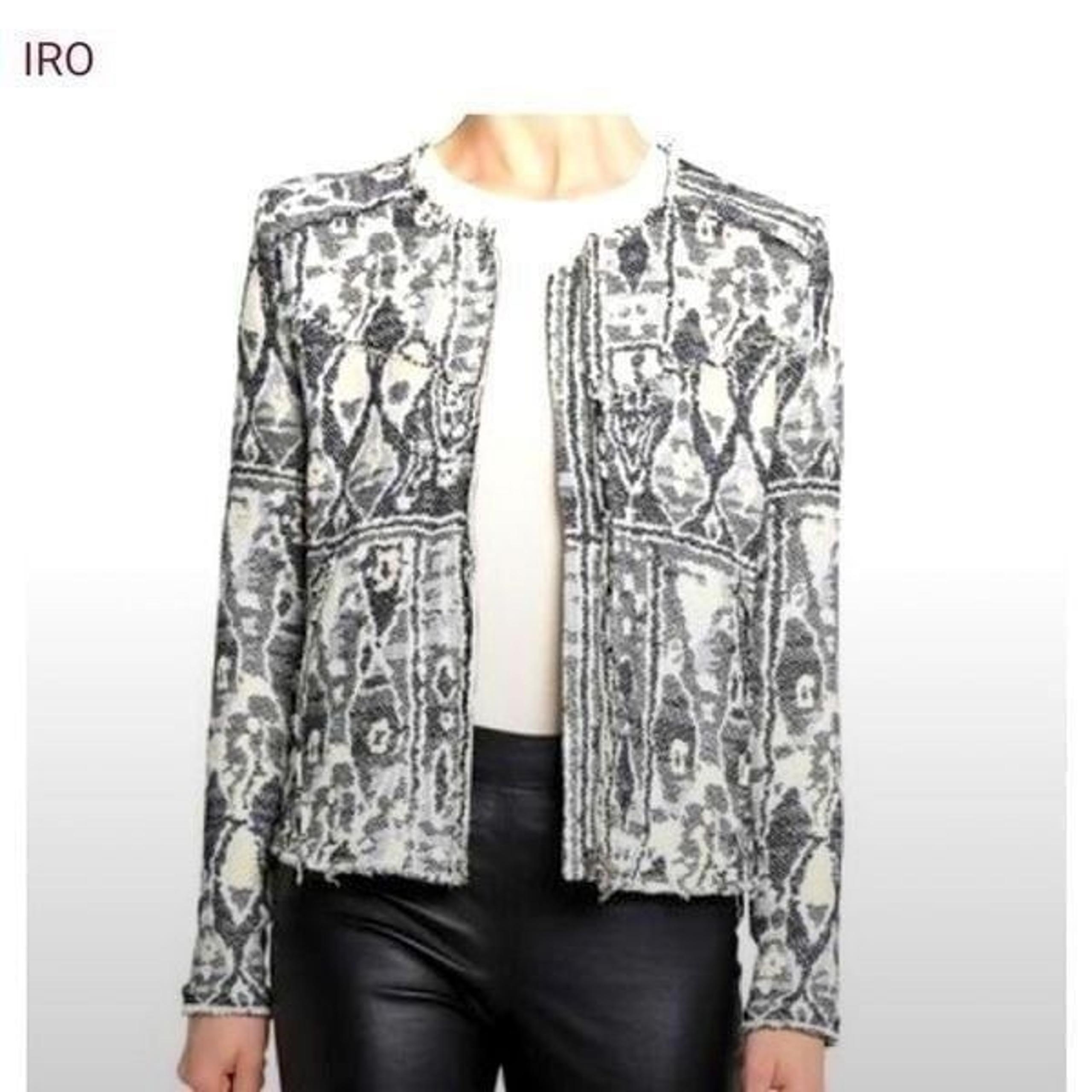 Iro cropped zip front tweed fringe blazer jacket