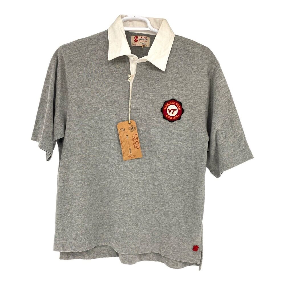 IZOD Virginia Tech Hokies Gray Cotton S/S Polo Shirt L NWT New Mens Large