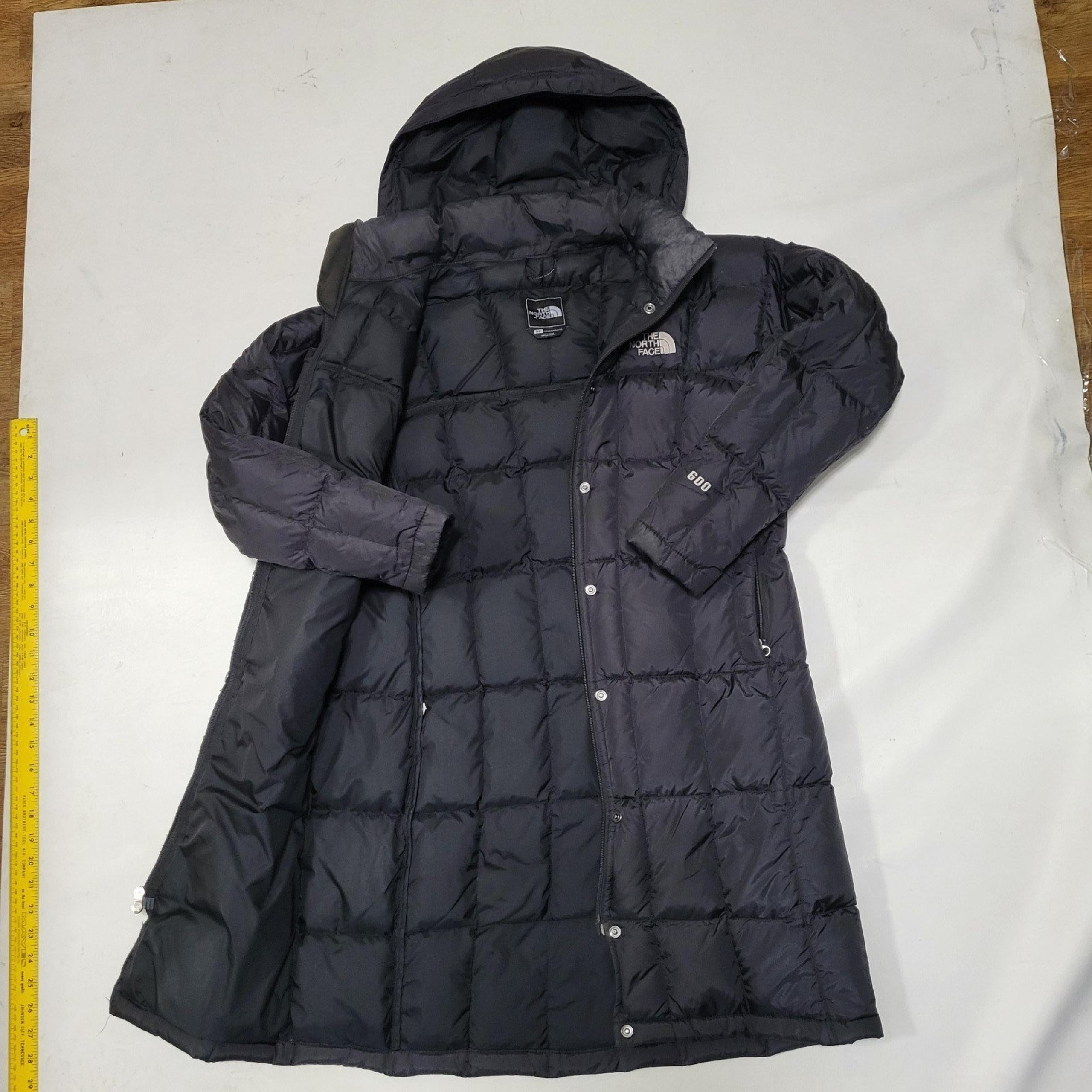 North Face Womens Long Coat Black 600 Down Puffer Hood