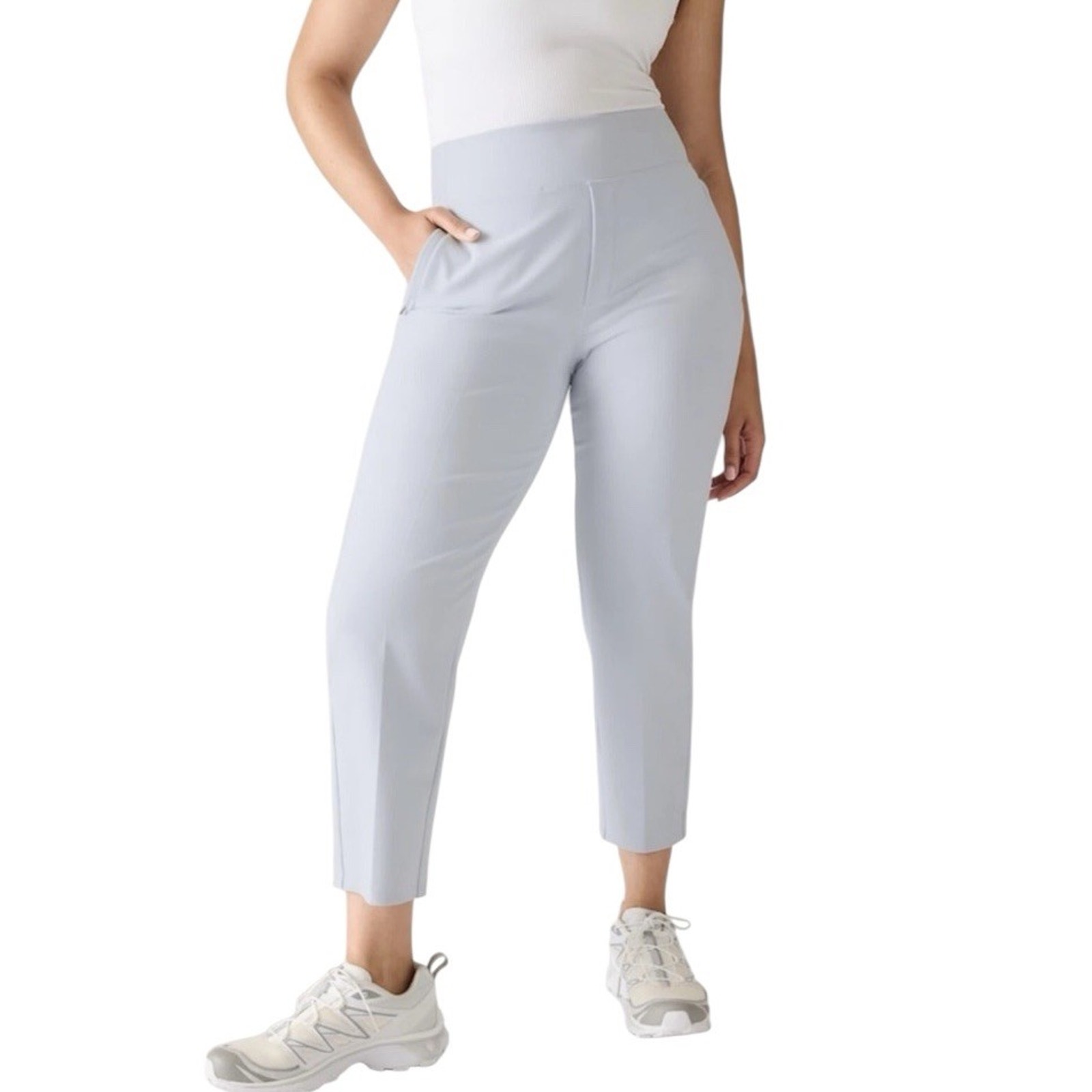 Athleta Endless Pants Size 4 Petite Snowfall Blue Stretch Athleisure Travel